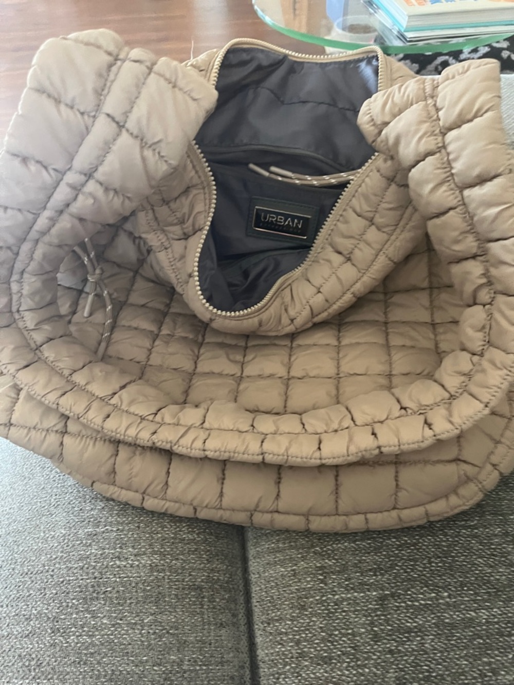 Urban Outfitters Quilted Tote in Taupe